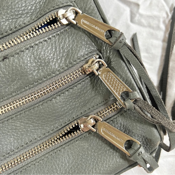 Rebecca Minkoff Mini 5 Zip Crossbody Leather Bag in grey - designer purse - Picture 6 of 9